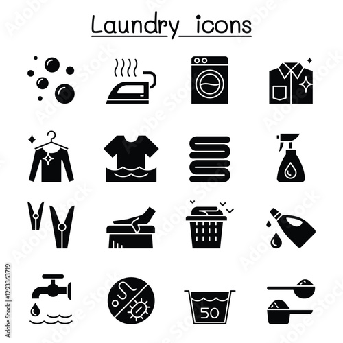 Laundry icon set in thin lline style