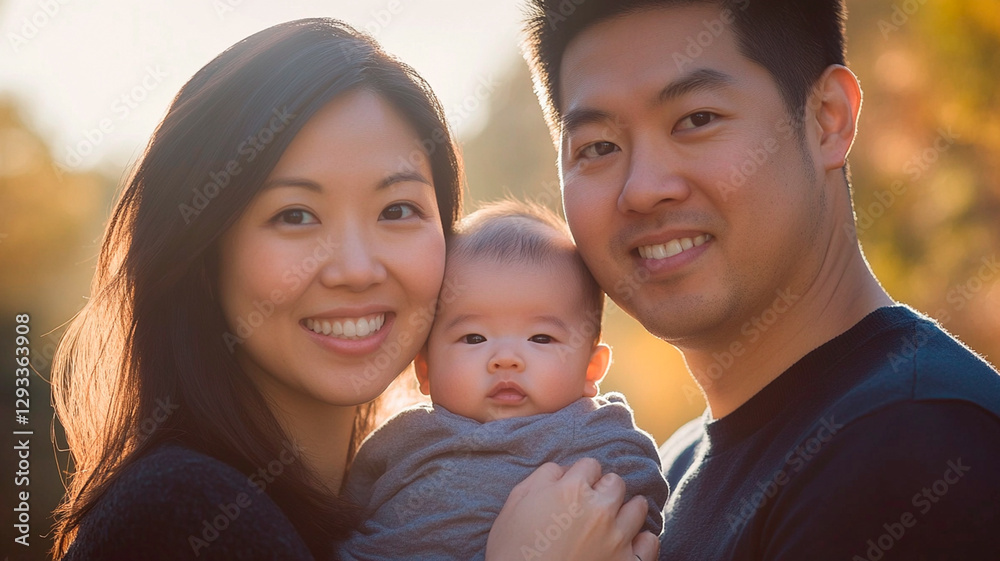 a young asian couple with their new born baby a young asian couple with their new born baby