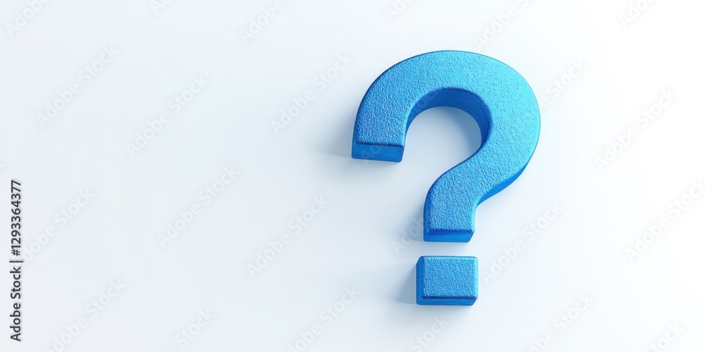 Bright blue question mark symbol on a clean white background for inquiries and curiosity representation Bright blue question mark symbol on a clean white background for inquiries and curiosity representation