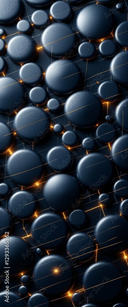 Obraz premium Abstract dark spheres with glowing accents on textured background