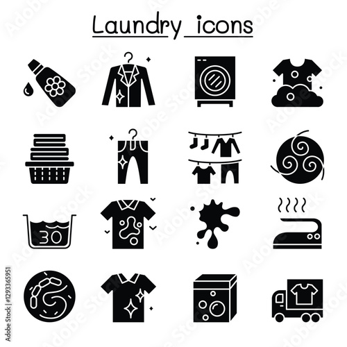 Laundry icon set in thin lline style