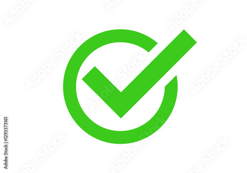A vibrant green checkmark symbol represents success, approval, and tasks completed.