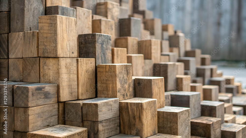 Aged wooden block stack forming an abstract textured background. Aged wooden block stack forming an abstract textured background.