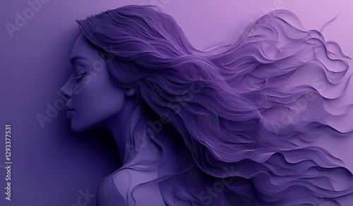 Wallpaper Mural Flowing Purple Hairstyle Emerging from Minimalist Silhouette Against Gradient Background Torontodigital.ca