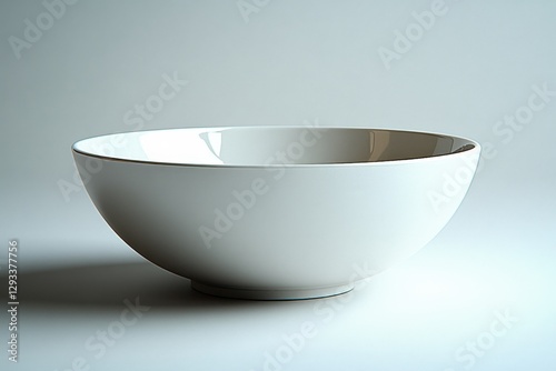White ceramic bowl displayed on a plain background showcasing its sleek design and reflective interior
