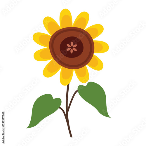 Yellow sunflower vector illustration, sunflower clip art, clip art sunflower, cute summer flower icon