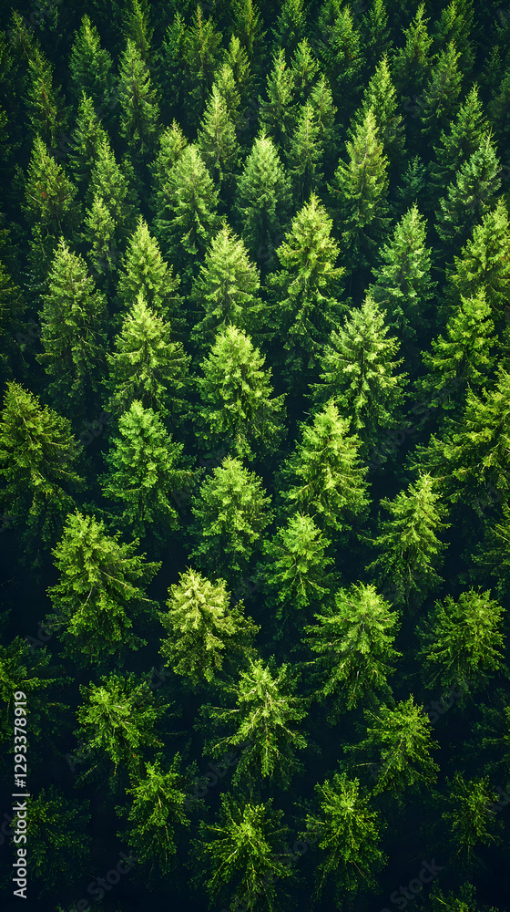 Aerial View Evergreen Forest Illustration Aerial View Evergreen Forest Illustration