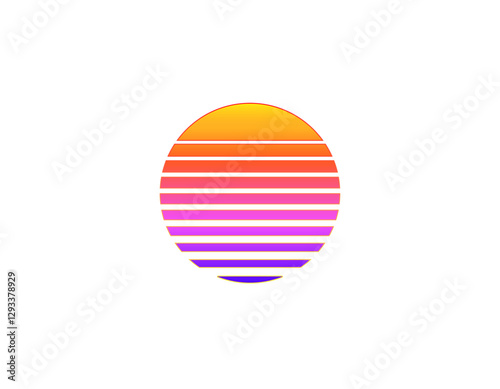 A vibrant geometric sun design reflecting the retro style of the eighties and nineties.