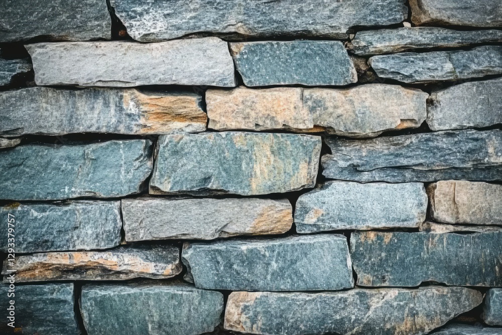 Fototapeta premium Textured gray stone wall, cool blue tones. AI generated