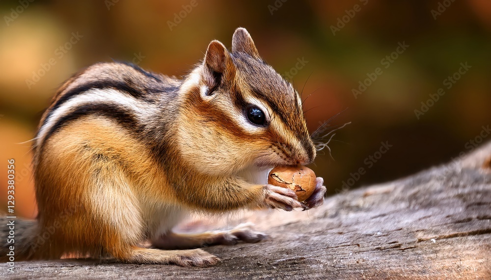 Vibrant Forest Moment A Curious Chipmunk Nibbling on a Nut, Set Against a Backdrop of Autumns Gold and Green, Capturing the Whimsical Beauty of Nature in Soft Focus. Vibrant Forest Moment A Curious Chipmunk Nibbling on a Nut, Set Against a Backdrop of Autumns Gold and Green, Capturing the Whimsical Beauty of Nature in Soft Focus.
