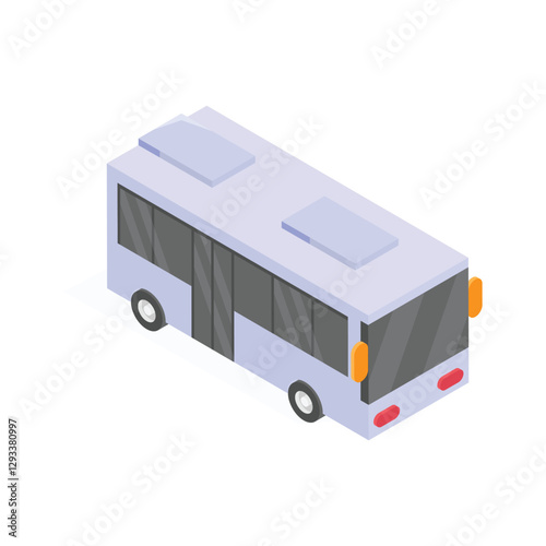 Isometric bus icon representing urban public transportation services.