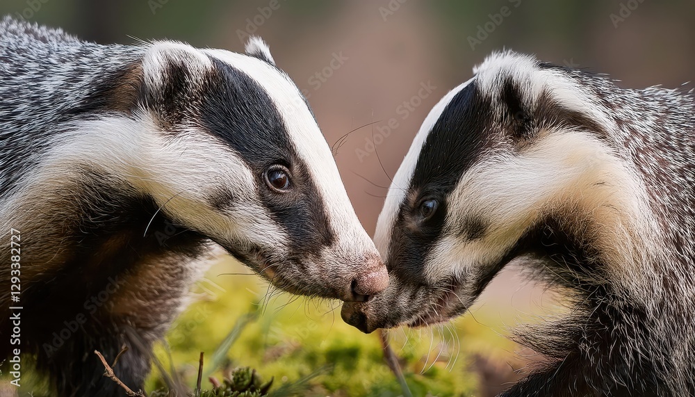 Close Encounter of Two Badgers in a Winter Wonderland, Majestic Mammals Frolicking Amongst SnowCovered Forests, Capturing the Tranquil Mood of the Wintery Landscape. Close Encounter of Two Badgers in a Winter Wonderland, Majestic Mammals Frolicking Amongst SnowCovered Forests, Capturing the Tranquil Mood of the Wintery Landscape.