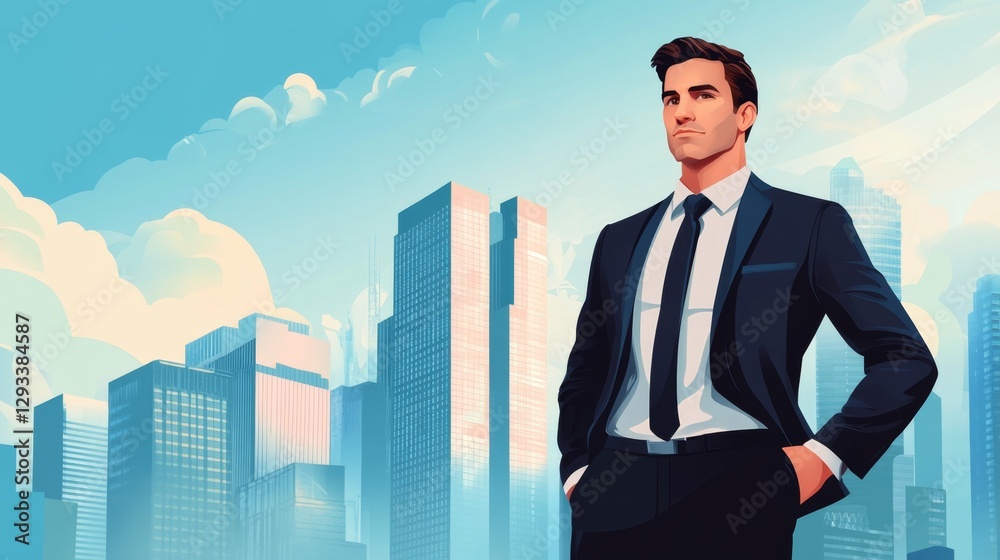 Successful Businessman in a Modern Cityscape Successful Businessman in a Modern Cityscape