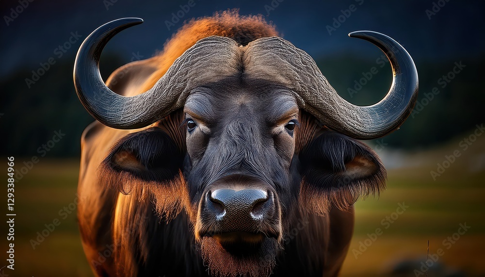 Intimate Portrait of a Majestic Bison Amidst the Wild Grasslands, Showcasing Power and Serenity in the Heartlands Vast Natural Beauty.