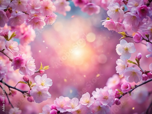 Surreal Pink Cherry Blossom Frame: Dreamlike Floral Border