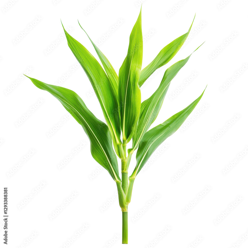 Obraz premium Green Corn Plant Leaves Field on transparent background.