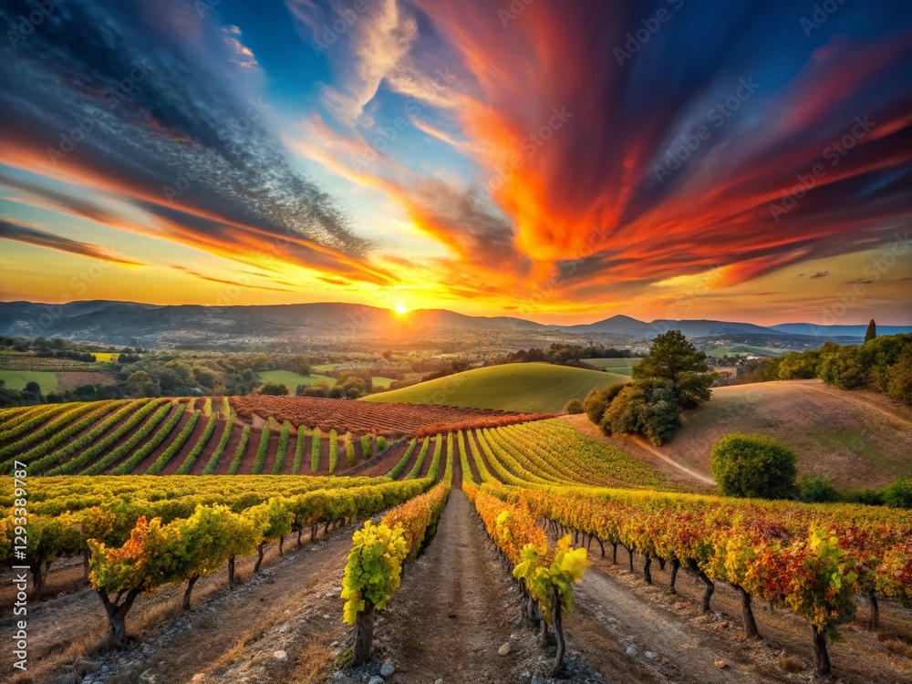 Fototapeta premium Surreal Vineyard Landscape: Dreamlike Provence, Puyloubier, France