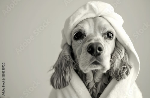 american cocker spaniel gets a bath