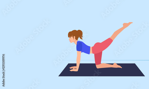 Young woman doing yoga on a mat: practicing wellness and body care for a healthy lifestyle