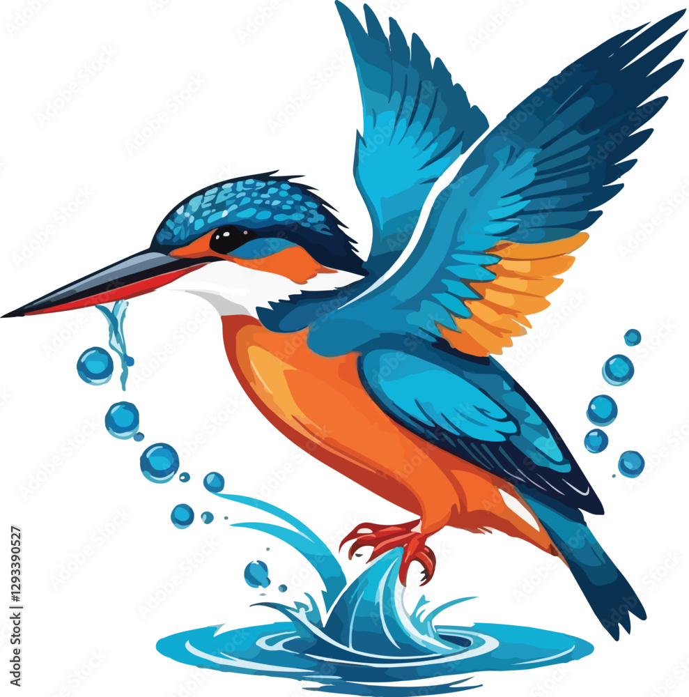 Obraz premium Kingfisher flying vector design, Colorful Kingfisher Illustration vector design