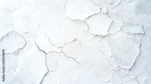 Cracked white plaster texture closeup showcasing natural surface detail and weathered imperfections.