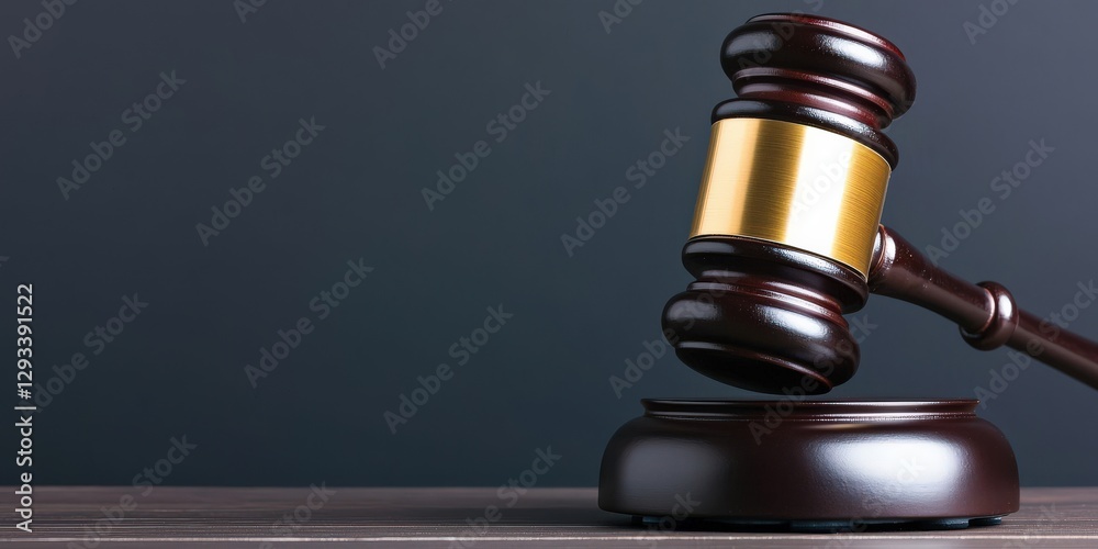 law restriction policy concept. Gavel resting on a wooden surface against a dark background. law restriction policy concept. Gavel resting on a wooden surface against a dark background.
