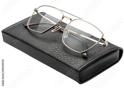 Stylish eyeglasses in a premium black leather case