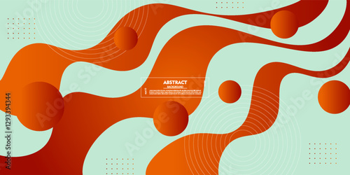 Orange and green gradient geometric business banner design. Creative banner design with wave and circle shape as template. Simple design on horizontal banner. Vector Eps10