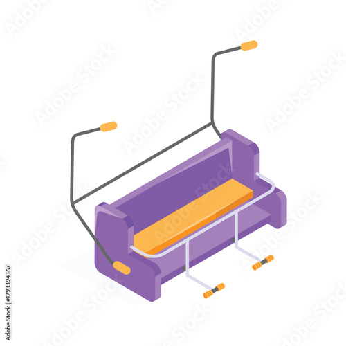 An amazing isometric icon of chairlift in trendy design style