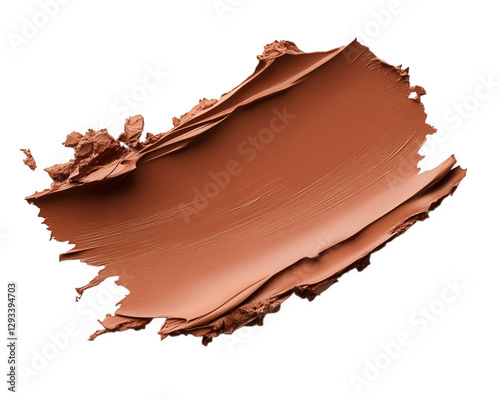 Rich copper paint stroke on transparency background, showcasing texture and depth. Ideal for artistic designs and creative projects