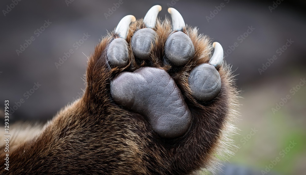 Obraz premium Upclose Introspection The Rustic Resilience of a Brown Bears Paw Against the Alaskan Winter Wilderness, Embracing the Rugged Texture and Enduring Spirit.