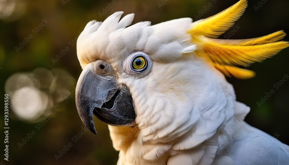 Vibrant Cockatoo Parrot in Playful Closeup, Displaying a Spectrum of Colors Against a Natural Backdrop, Embracing Joy and Enchantment. Vibrant Cockatoo Parrot in Playful Closeup, Displaying a Spectrum of Colors Against a Natural Backdrop, Embracing Joy and Enchantment.