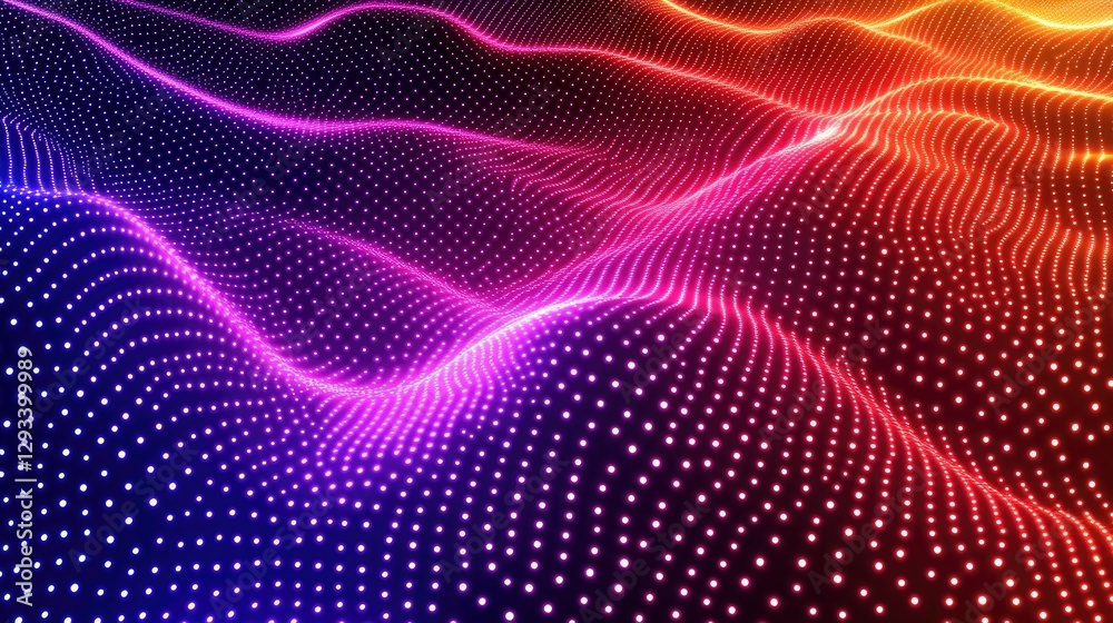 Abstract Colorful Wave of Light Dots, Digital Art Background Abstract Colorful Wave of Light Dots, Digital Art Background