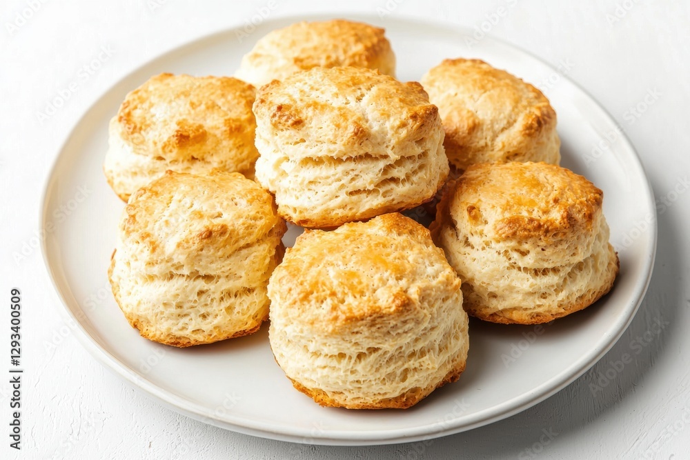 Freshly baked biscuits on a plate. Homemade buttermilk biscuits. Freshly baked biscuits on a plate. Homemade buttermilk biscuits.
