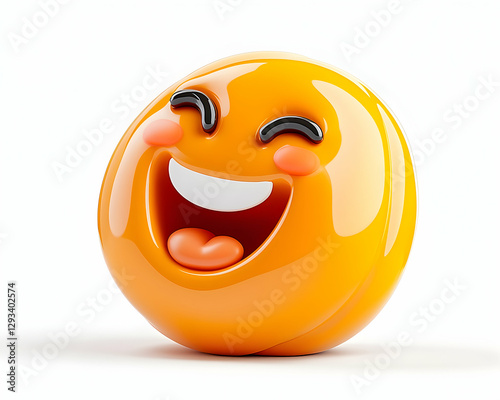 3D Laughing Emoji Isolated On White