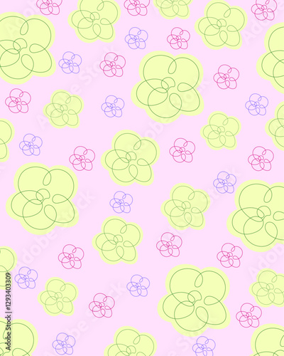 Hand drawn flower watercolor flowers pattern. Colorful hand drawn patchwork flat cartoon seamless pattern. Handmade patch work quilt style background for textile concept or fun modern backdrop design.