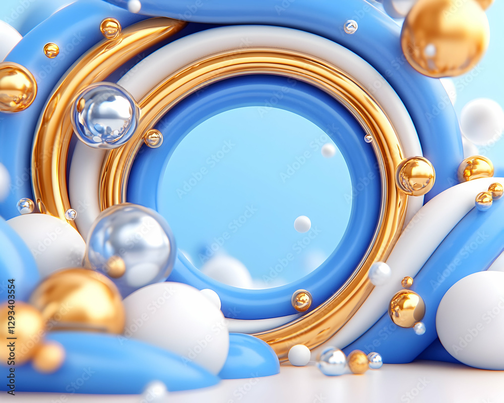 Obraz premium Abstract 3D Design with Circles and Balls