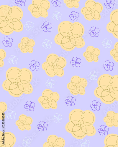 Hand drawn flower watercolor flowers pattern. Colorful hand drawn patchwork flat cartoon seamless pattern. Handmade patch work quilt style background for textile concept or fun modern backdrop design.