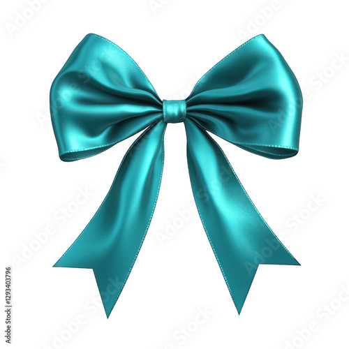 Wallpaper Mural Shiny turquoise satin bow with long ribbons isolated on Torontodigital.ca