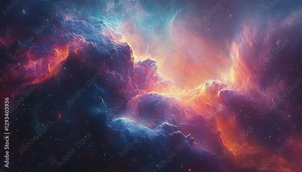 Fototapeta premium Cosmic Nebula, fiery clouds, space
