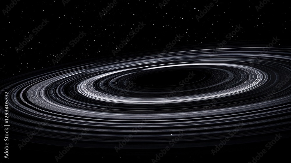 Obraz premium Realistic footage from the camera zooms in on the swirling rings and thin white lines around Saturn's ring system