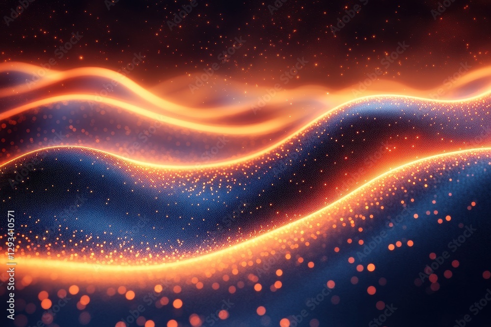 Obraz premium Vibrant waves of light and color create a mesmerizing display in an abstract landscape