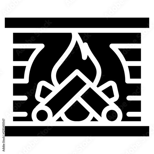 Cozy Fireplace Vector Icon