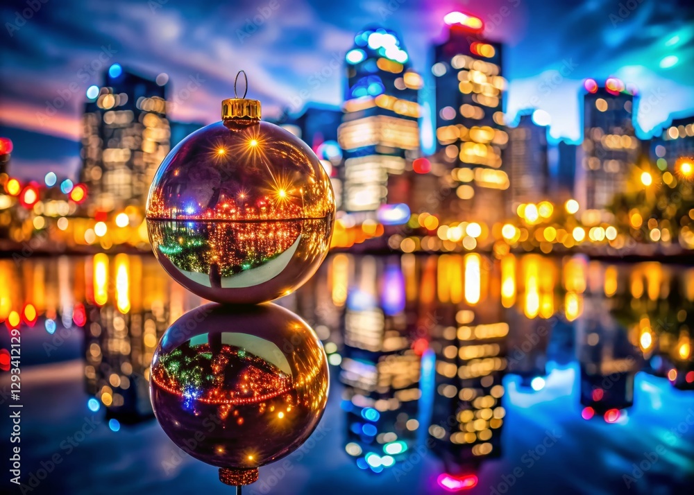 Obraz premium Vancouver Christmas Ornament: Festive Glass Ball with Cityscape Reflection