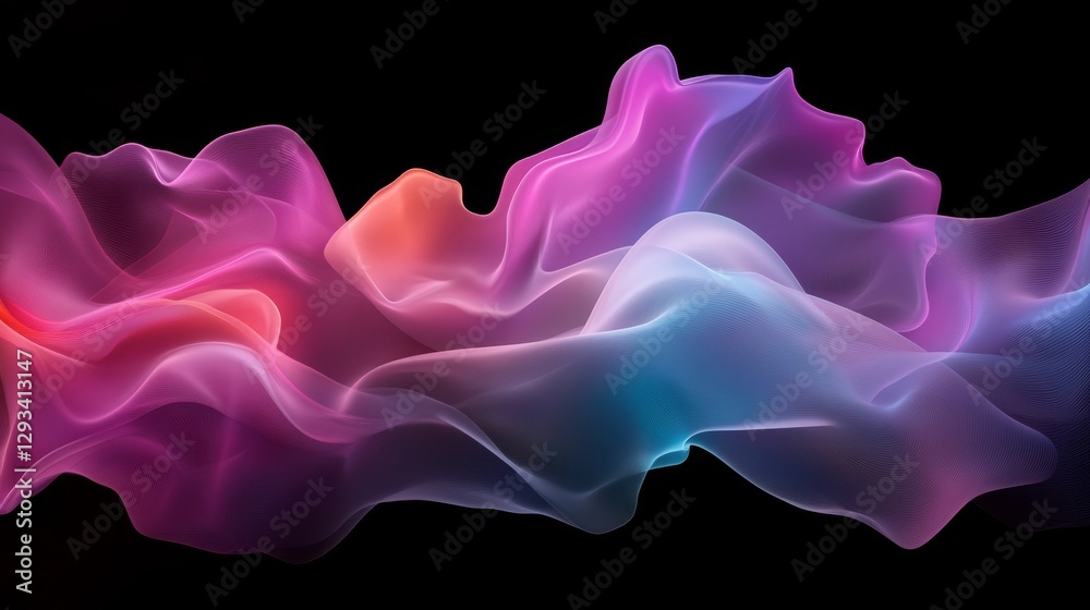 Obraz premium Abstract Colorful Waves of Light in Motion Against Black Background