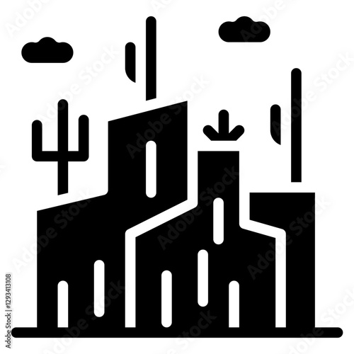 Desert Cliff Vector Icon