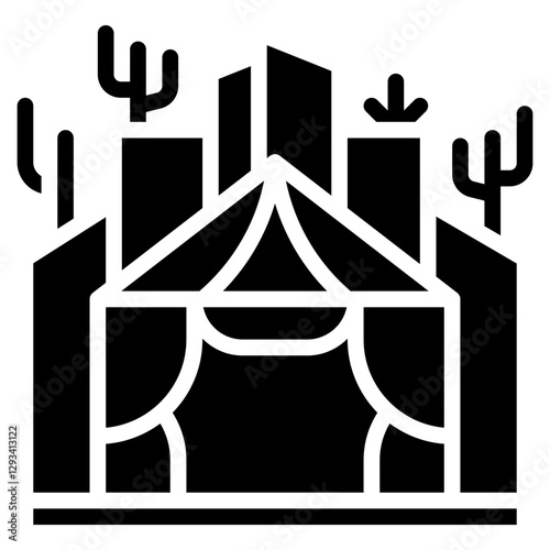 Desert Cliff Shelter Vector Icon