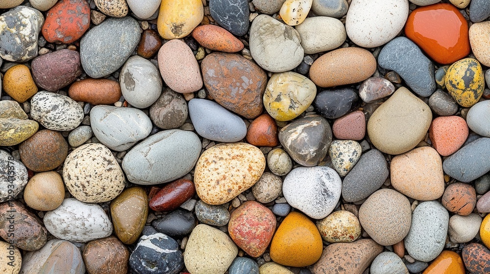 Colorful pebbles and stones on a surface, showcasing various textures and hues. Colorful pebbles and stones on a surface, showcasing various textures and hues.