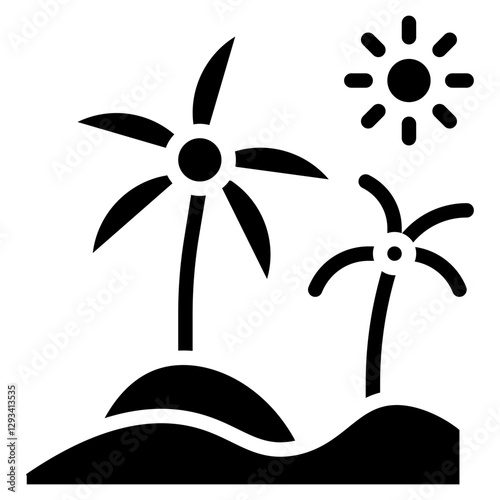 Oasis Palm Grove Vector Icon