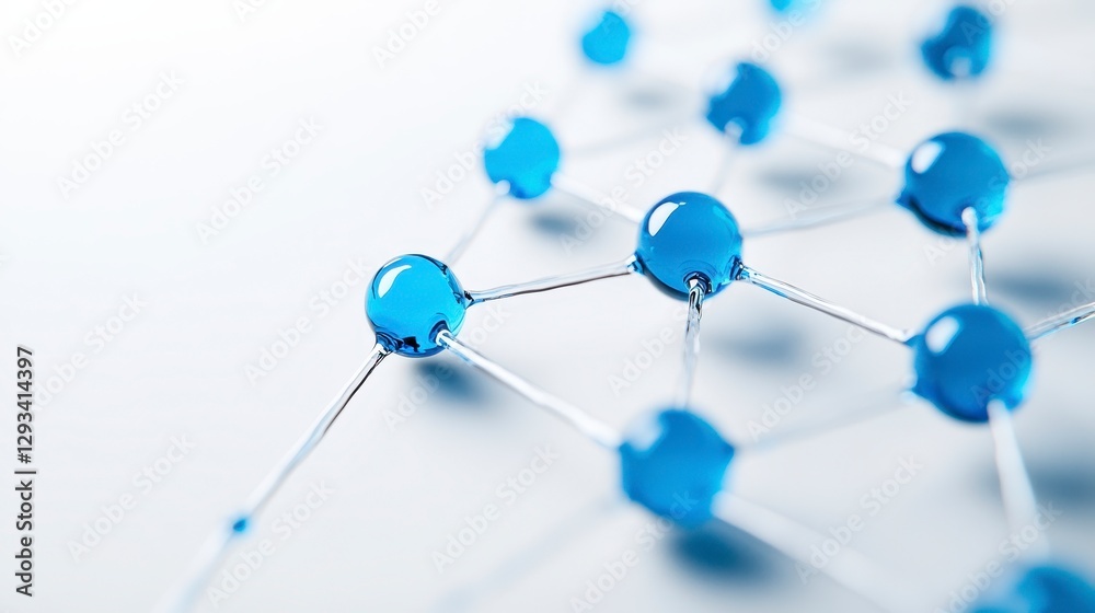 Abstract network concept image featuring translucent blue spheres connected by thin lines on a white background. The image suggests connection Abstract network concept image featuring translucent blue spheres connected by thin lines on a white background. The image suggests connection
